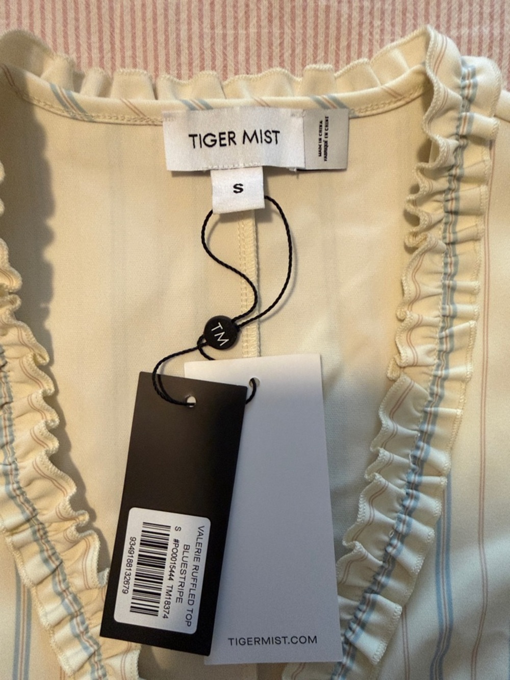 Tiger Mist Cream Striped Ruffle Set - Picture 2 of 6